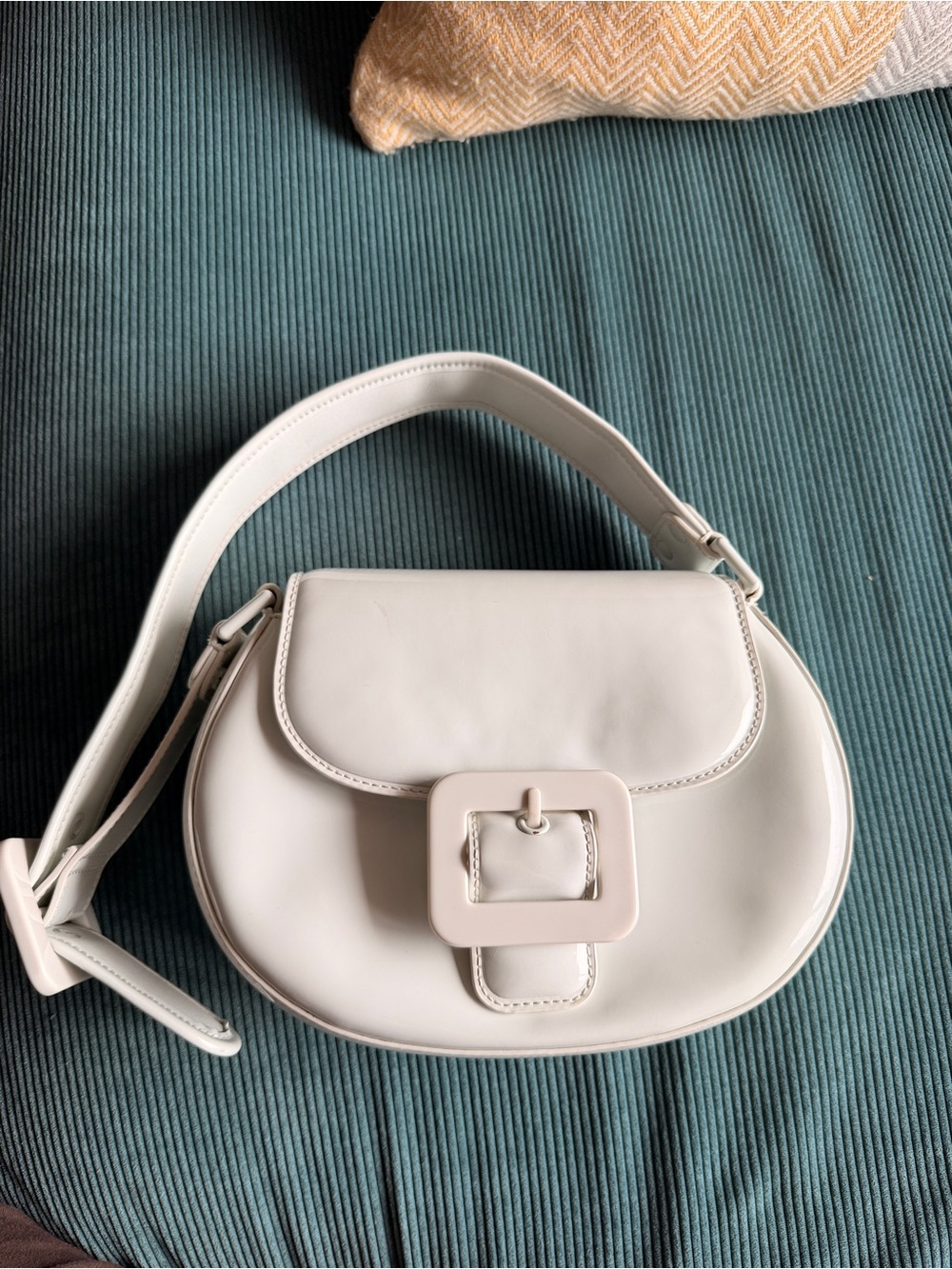Charles & Keith White Women’s Crossbody Bag with Buckle Detail